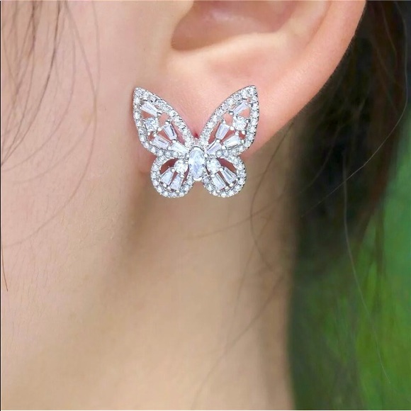 - 🍷 White Sapphires sparkling Butterflies.925 - Picture 2 of 6